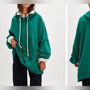 NWT Free People We The Free‎ Cadimum Green "We" Hoodie Sz L